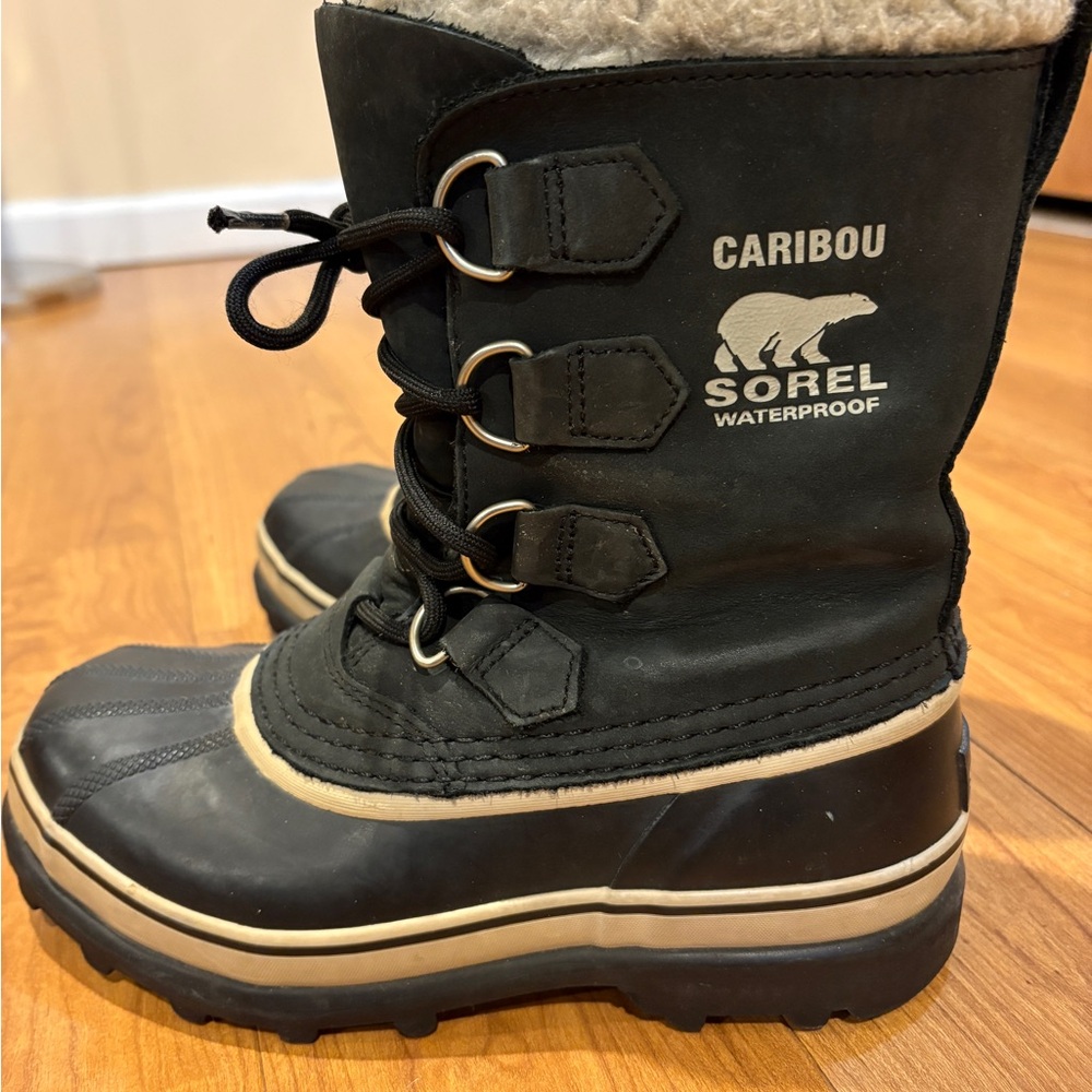 Sorel Caribou Black Leather Waterproof Boots